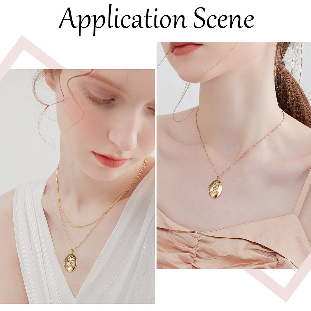 Médaillon Doré  – Pendentif Ovale à Photo Personnalisable