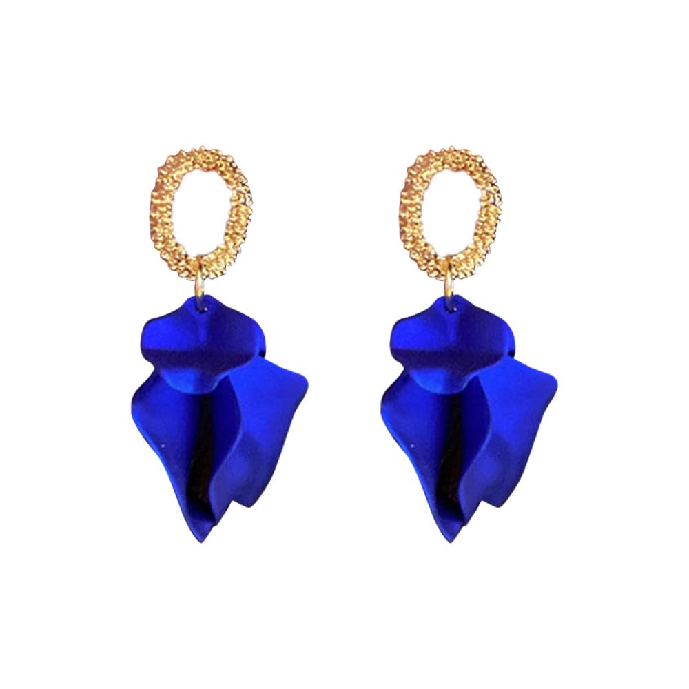 Boucles d’Oreilles Pendantes Bleu Intense & Or – Style Élégant et Moderne