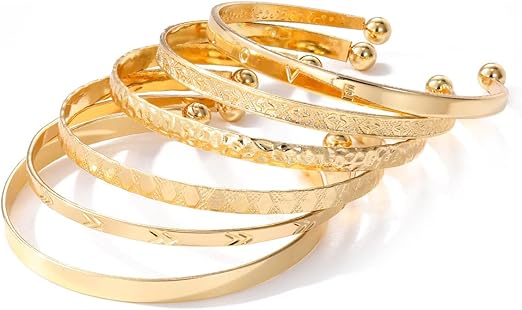 Ensemble de 6 Bracelets Joncs Dorés – Style Chic & Minimaliste