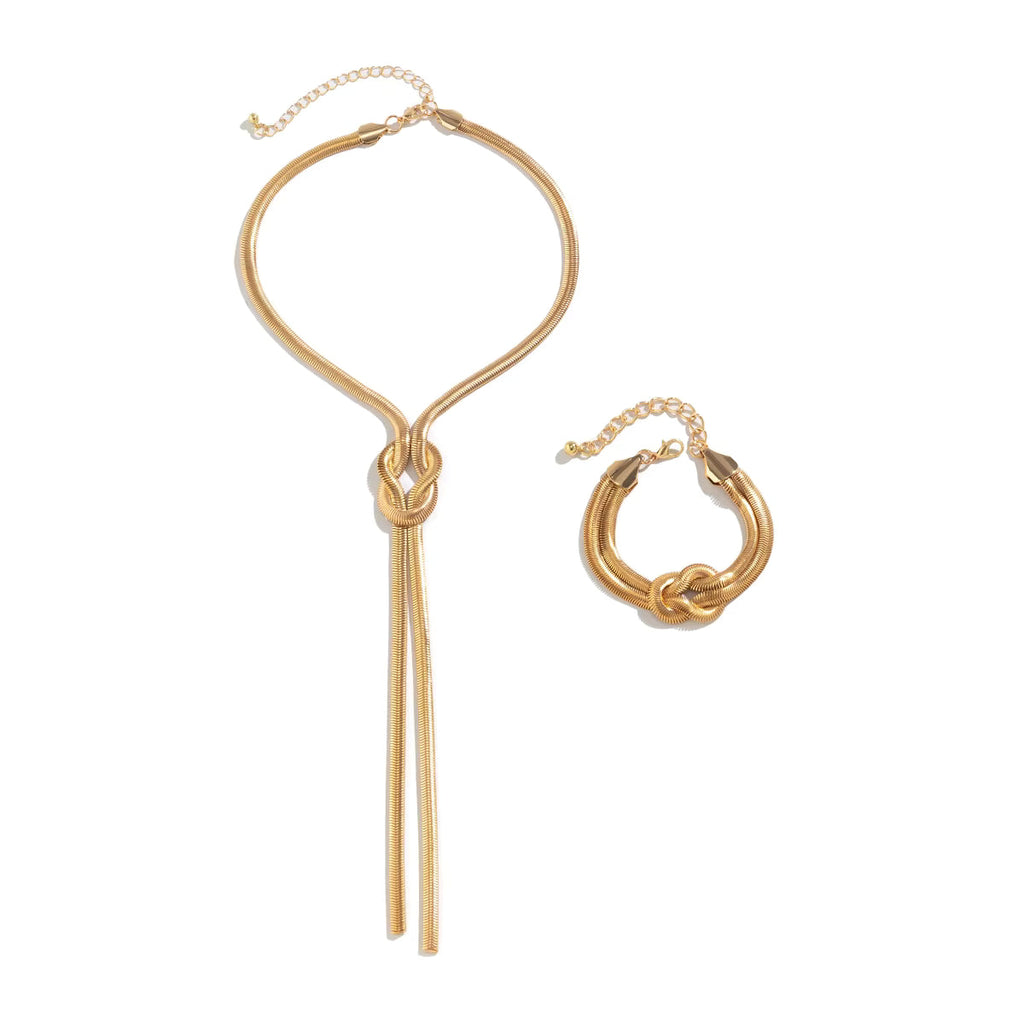 PARURE NŒUD OR – COLLIER & BRACELET ASSORTI