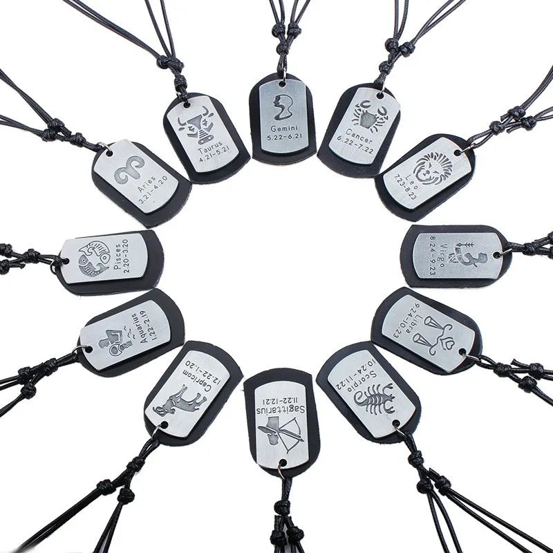 Pendentif Dog Tag Signe Verseau – Unisexe