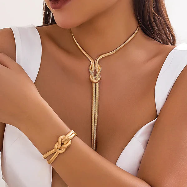 PARURE NŒUD OR – COLLIER & BRACELET ASSORTI