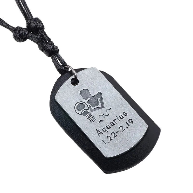Pendentif Dog Tag Signe Verseau – Unisexe