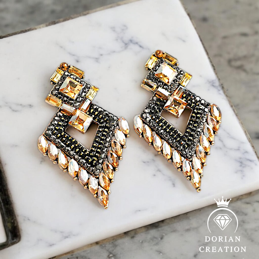 Boucle d'oreilles Argyle & alliage avec strass incrusté