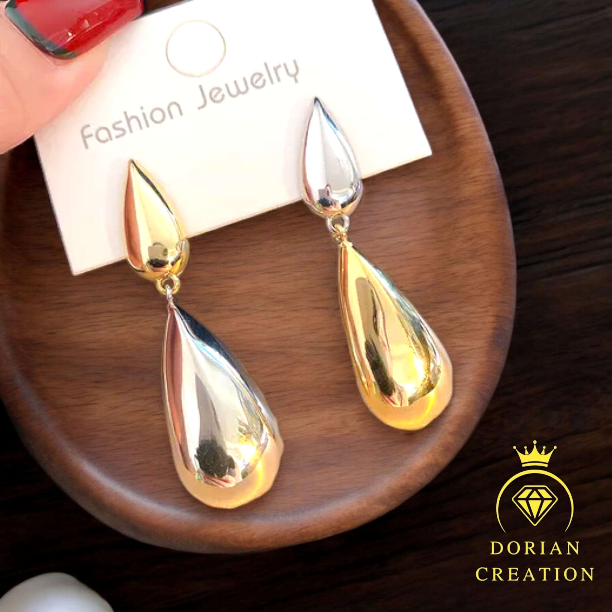 Boucle d'oreilles pendantes Gouttelettes d'eau en Alliage