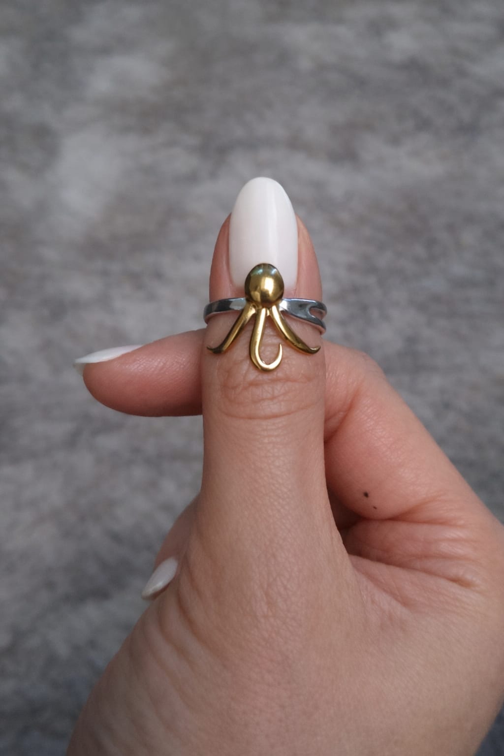 Bague Ajustable Pieuvre Bicolore Or & Argent – Acier Inoxydable