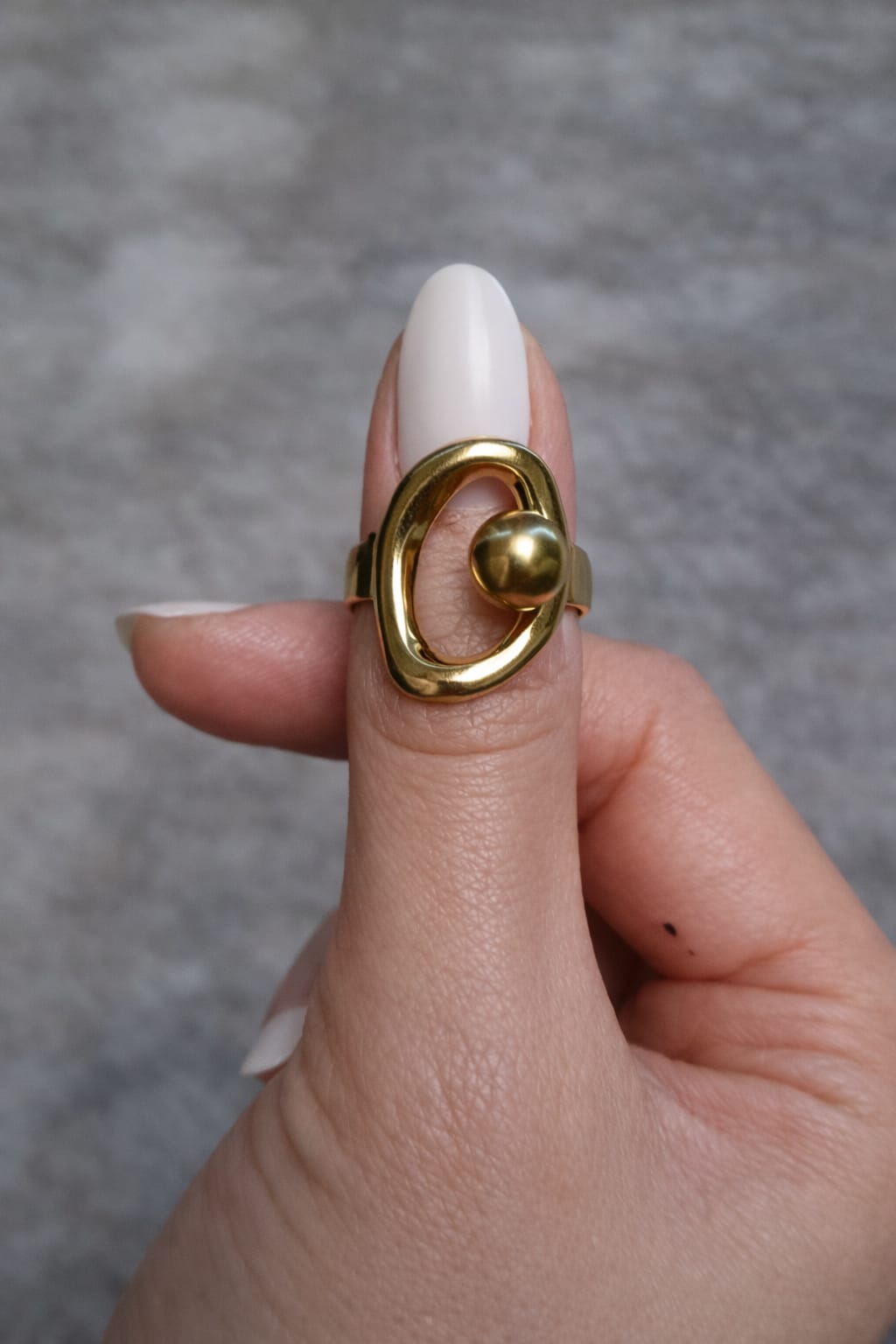 Bague Ajustable Ovale Doré Perle Or – Acier Inoxydable