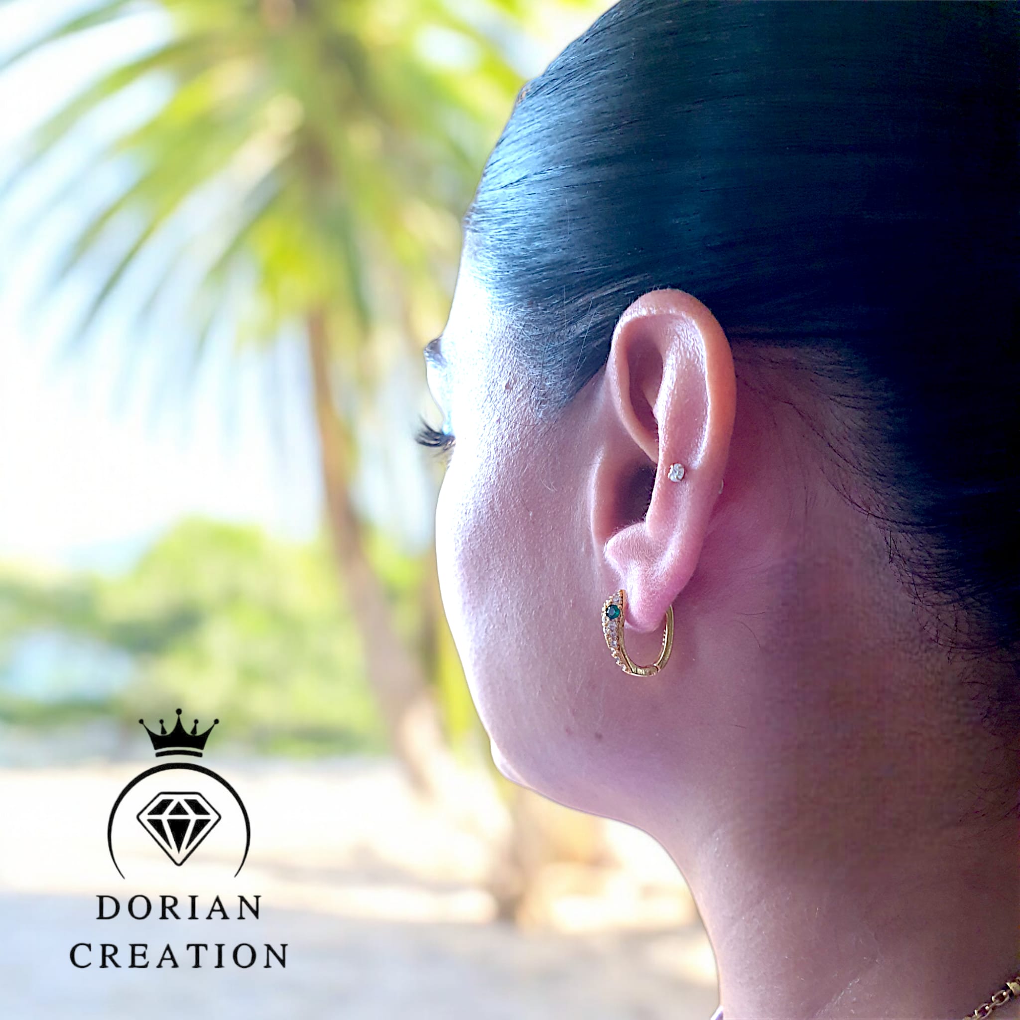 Boucle d'oreille serpent incrusté Zircon plaquée Argent 925