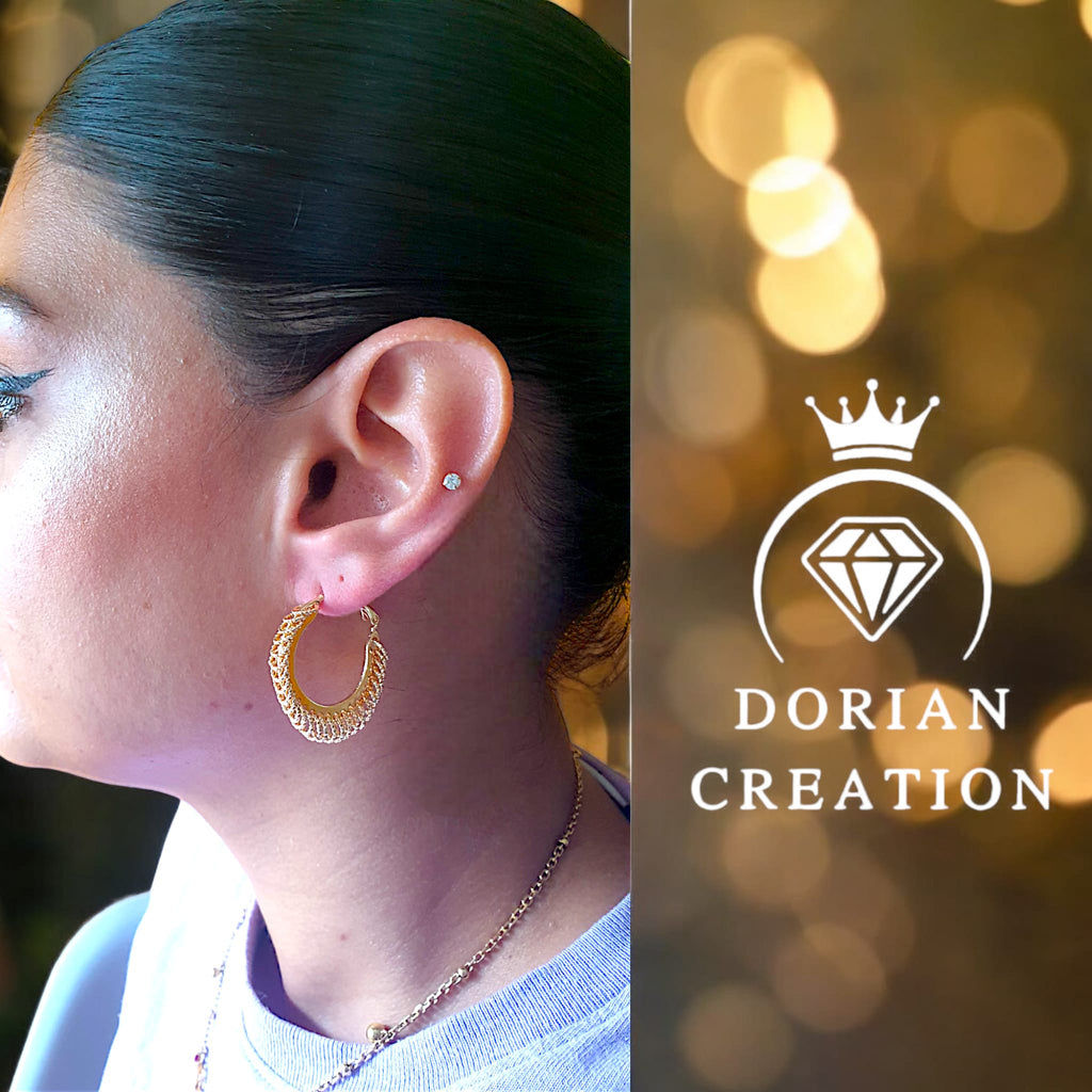 Boucles d’oreilles créoles en laiton, femme, anneaux plaqué or 18 carats