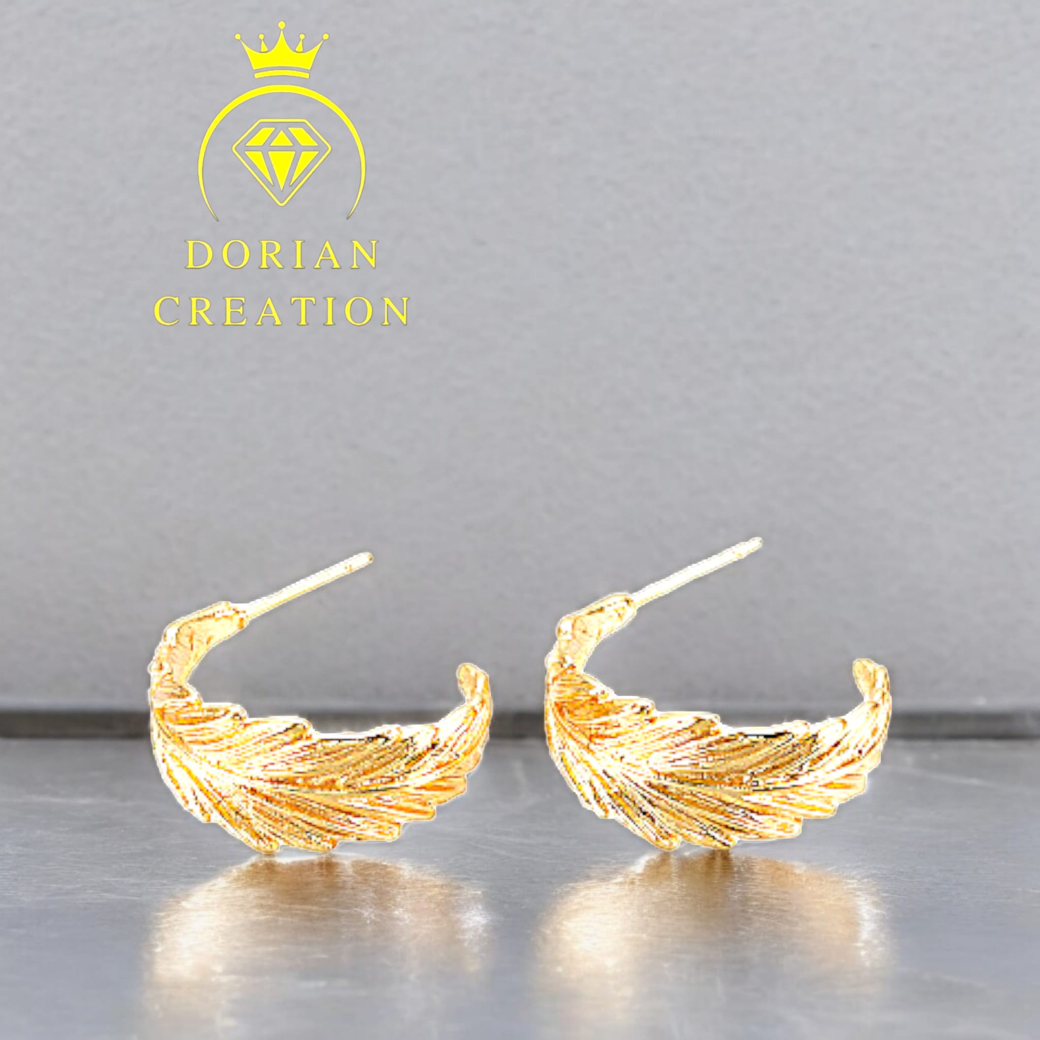 Boucles d’oreilles en laiton, demi-créoles, feuille d'or, sans nickel, plaqué or 18 carats
