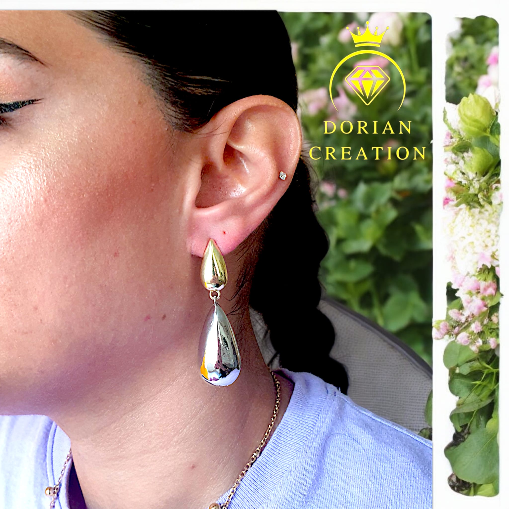 Boucle d'oreilles pendantes Gouttelettes d'eau en Alliage