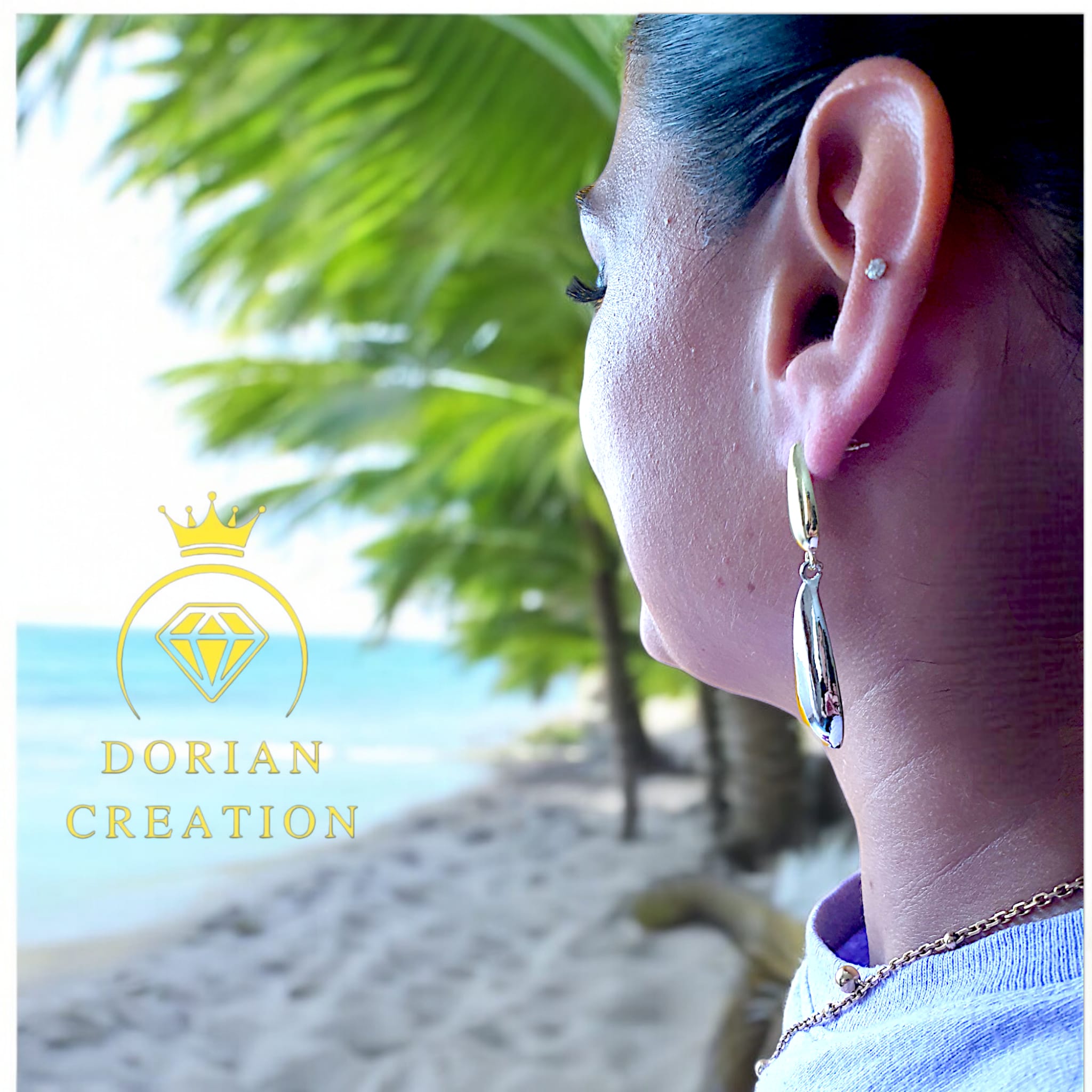 Boucle d'oreilles pendantes Gouttelettes d'eau en Alliage