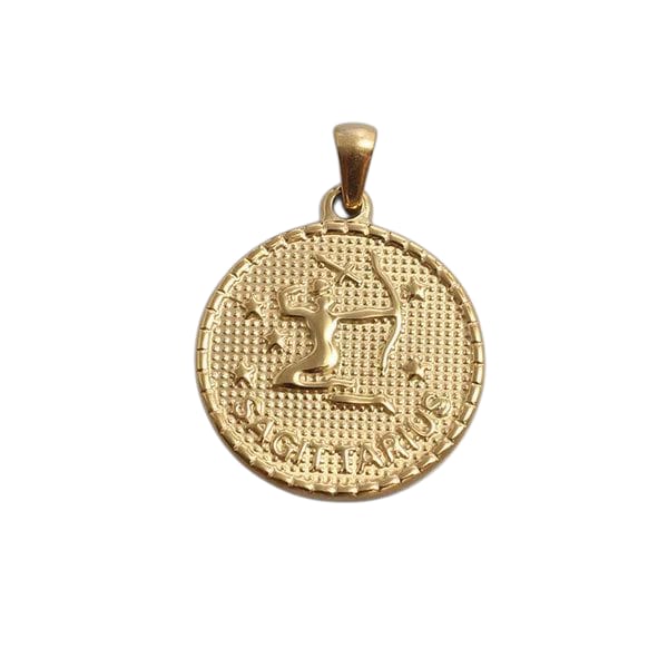 Pendentif médaillon signe Sagittaire – plaqué or 18K