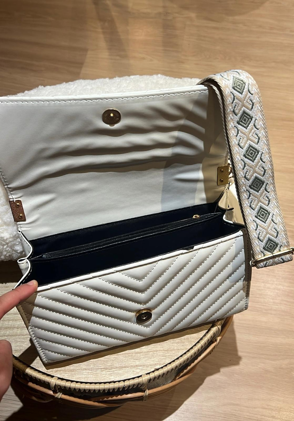 Sac Bandoulière Élise – Blanc Matelassé