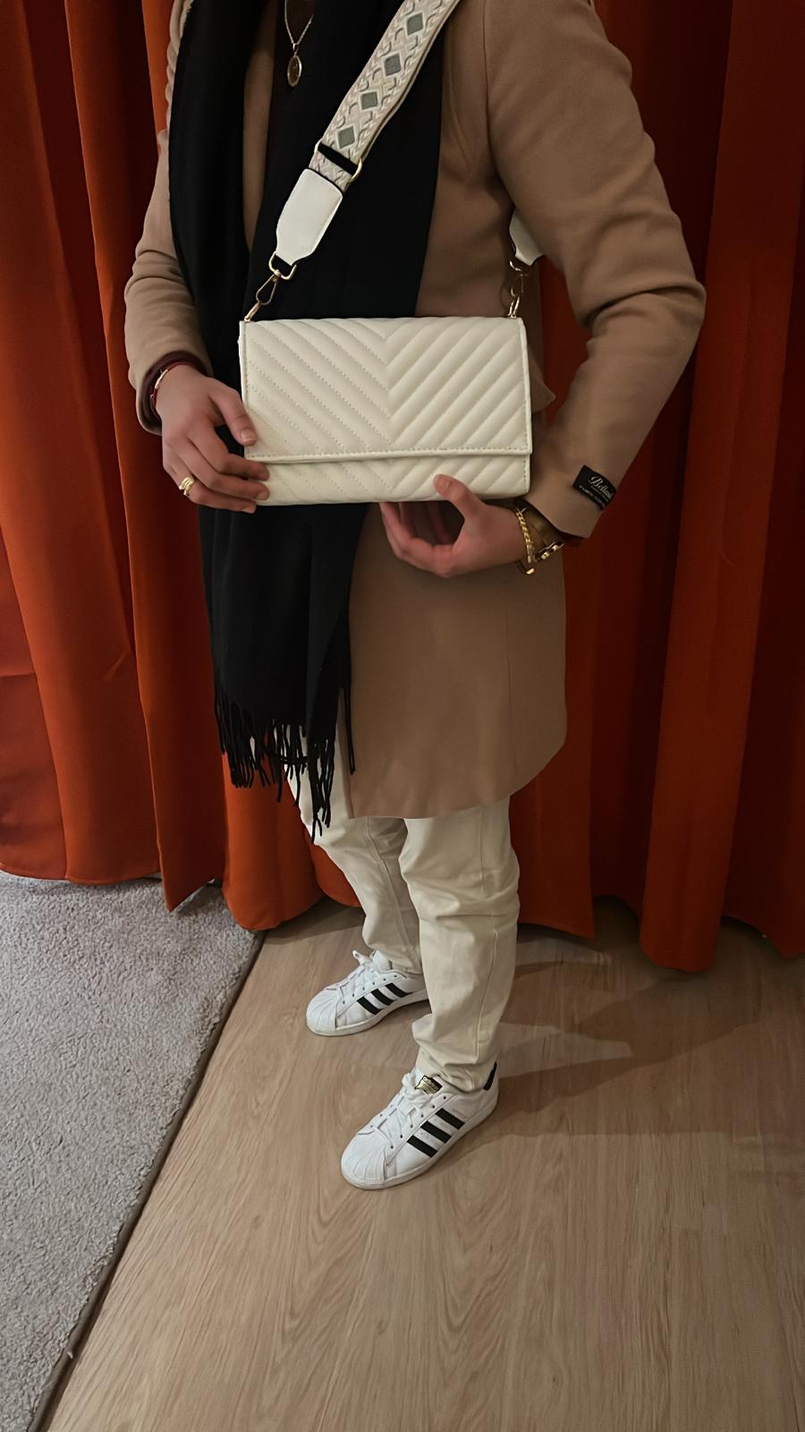 Sac Bandoulière Élise – Blanc Matelassé