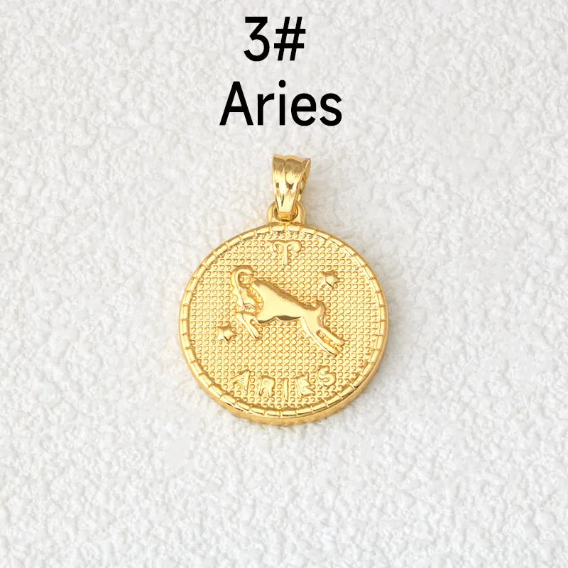 Pendentif médaillon signe Bélier – plaqué or 18K