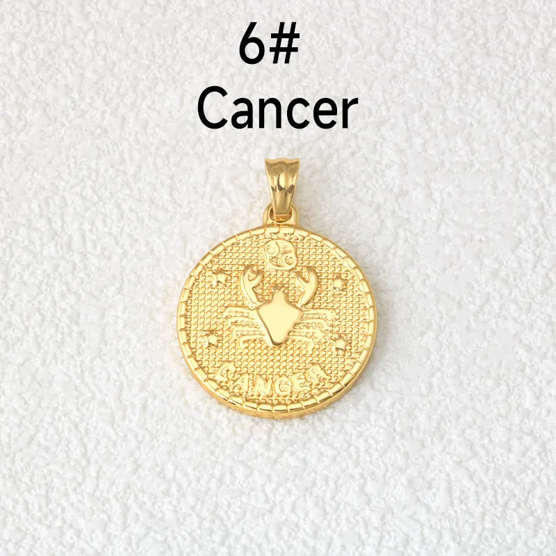 Pendentif médaillon signe Cancer – plaqué or 18K