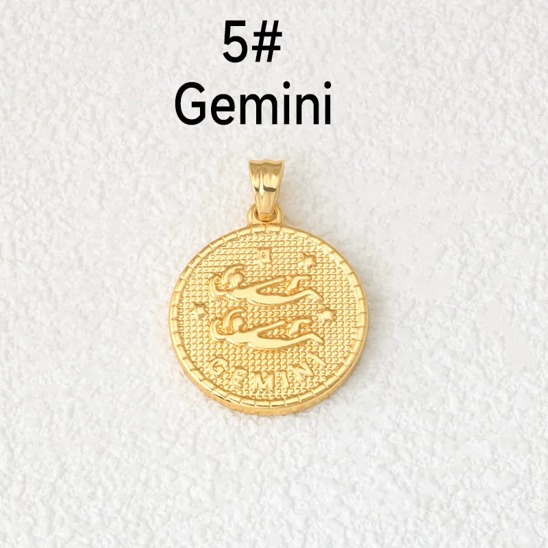 Pendentif médaillon signe Gémeaux – plaqué or 18K