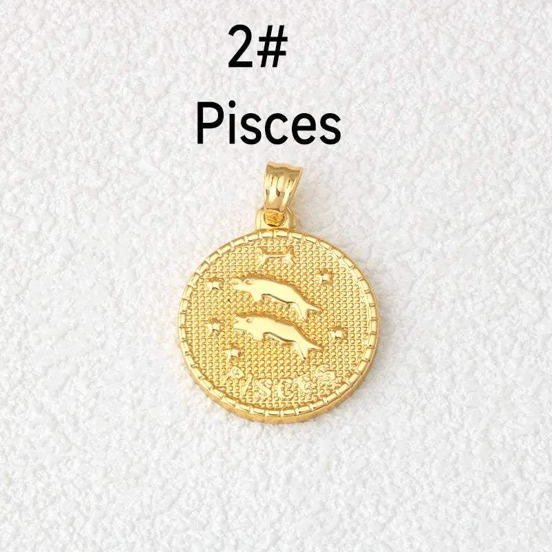 Pendentif médaillon signe Poissons – plaqué or 18K