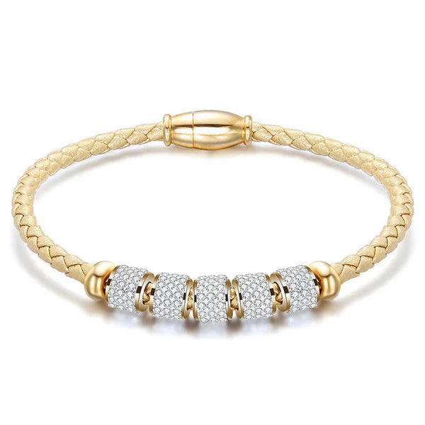 Bracelet Maille Serpent Doré – Perles Pavées Étincelantes