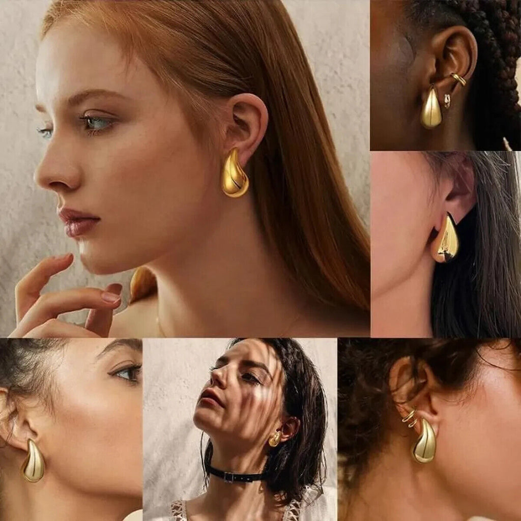 ❤️ Boucle d'oreille Goutte d'eau larme plaquée OR 18 carats