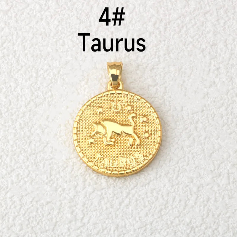 Pendentif médaillon signe Taureau – plaqué or 18K