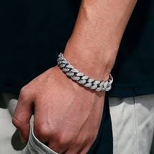 Bracelet Chaîne Cubaine Argenté Sertie – Acier Inoxydable & Zircons – 20 cm